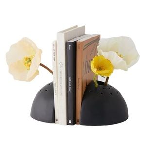 Kora Black Ceramic Bud Vase Bookend Set